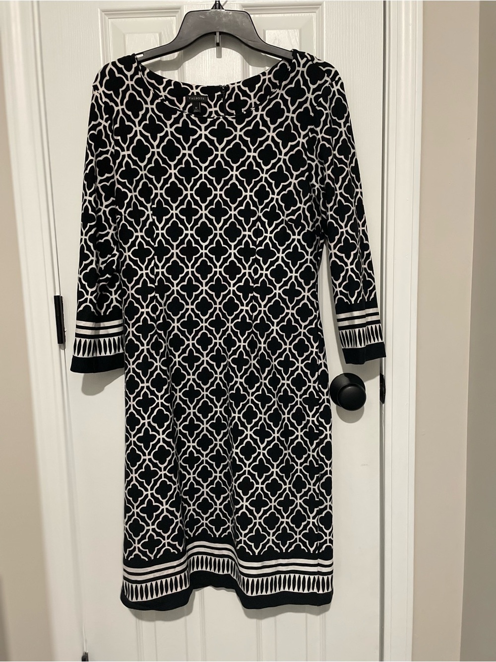 Talbots Black and White Patterned Knit Dress